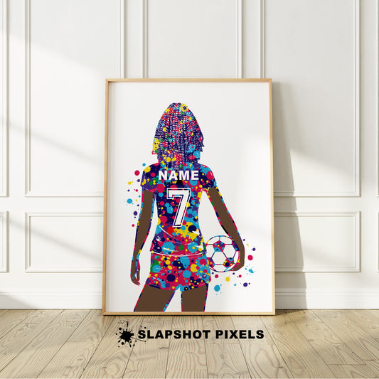 Personalized Soccer Poster African American - Soccer Gifts For Girls - SGG10